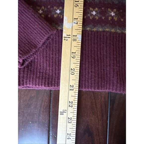 FAHERTY Highland Fair Isle Puff Sleeve Sweater Womens S Gray Merino Wool Blend - Picture 9 of 13